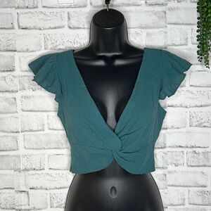 Shein Butterfly Sleeve Twist Front Crop Top Size Small 4 Boho Hippie